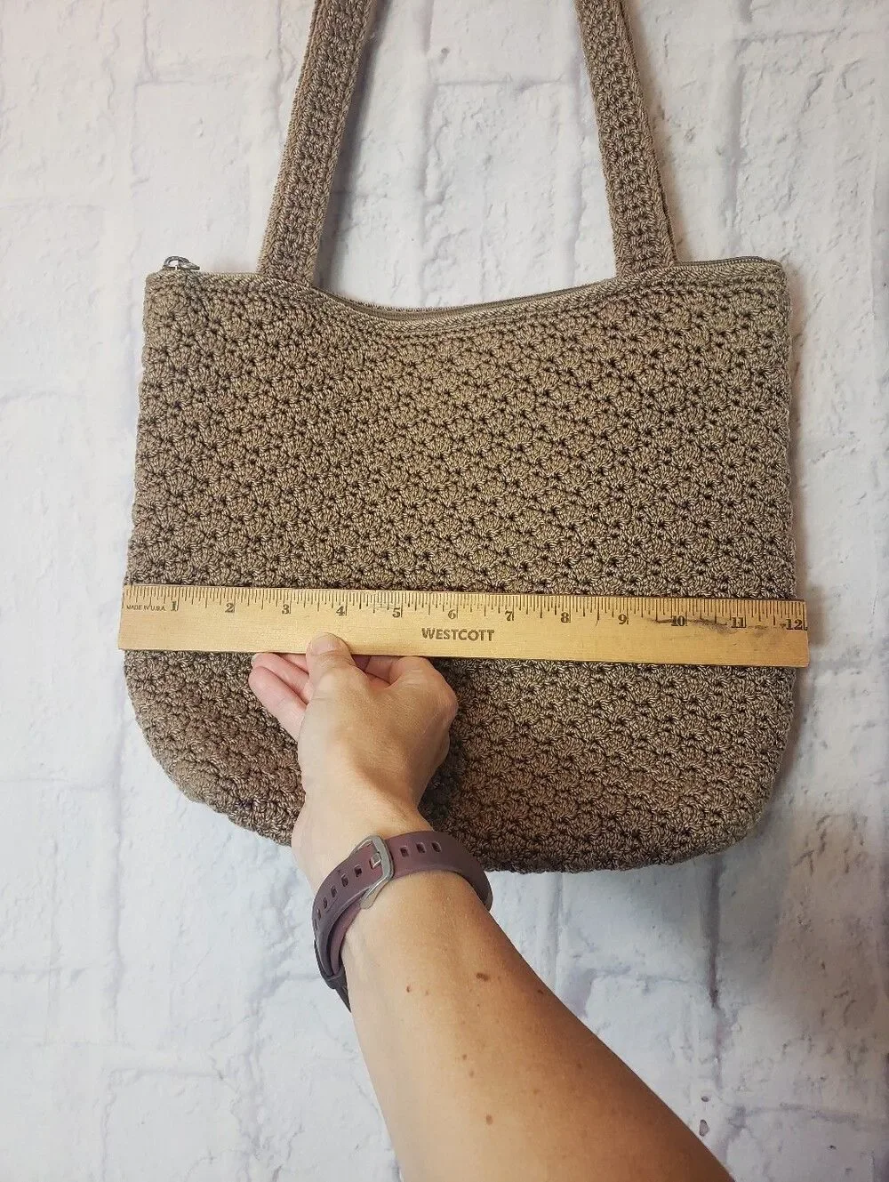 THE SAK Tan Crochet Hobo Shoulder Bag